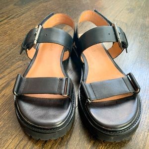 Leather Madewell double-strap sandals in Black